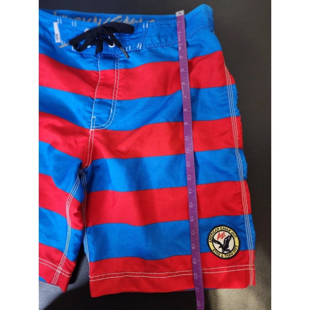 American Eagle Outfitters Boardshorts Mens Size L 34x9 Blue Red Swimming Trunks‎